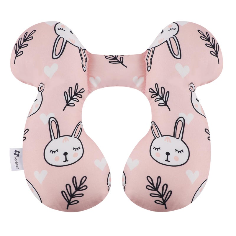 vocheer Baby Travel Pillow(Upgraded), Head and Neck Support Pillow for Pushchair, Car Seat,Stroller, Bouncer, Cotton (White Bear) - Image 1